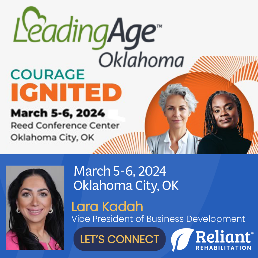 LeadingAge Oklahoma 2024 Annual Conference graphic with an image of BD VP, Lana Kadah inviting to connect at the event.