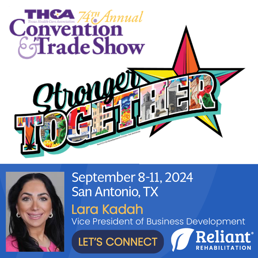 Graphic of 2024 THCA 74th annual convention & Tradeshow inviting you to connect with Reliant at the event.