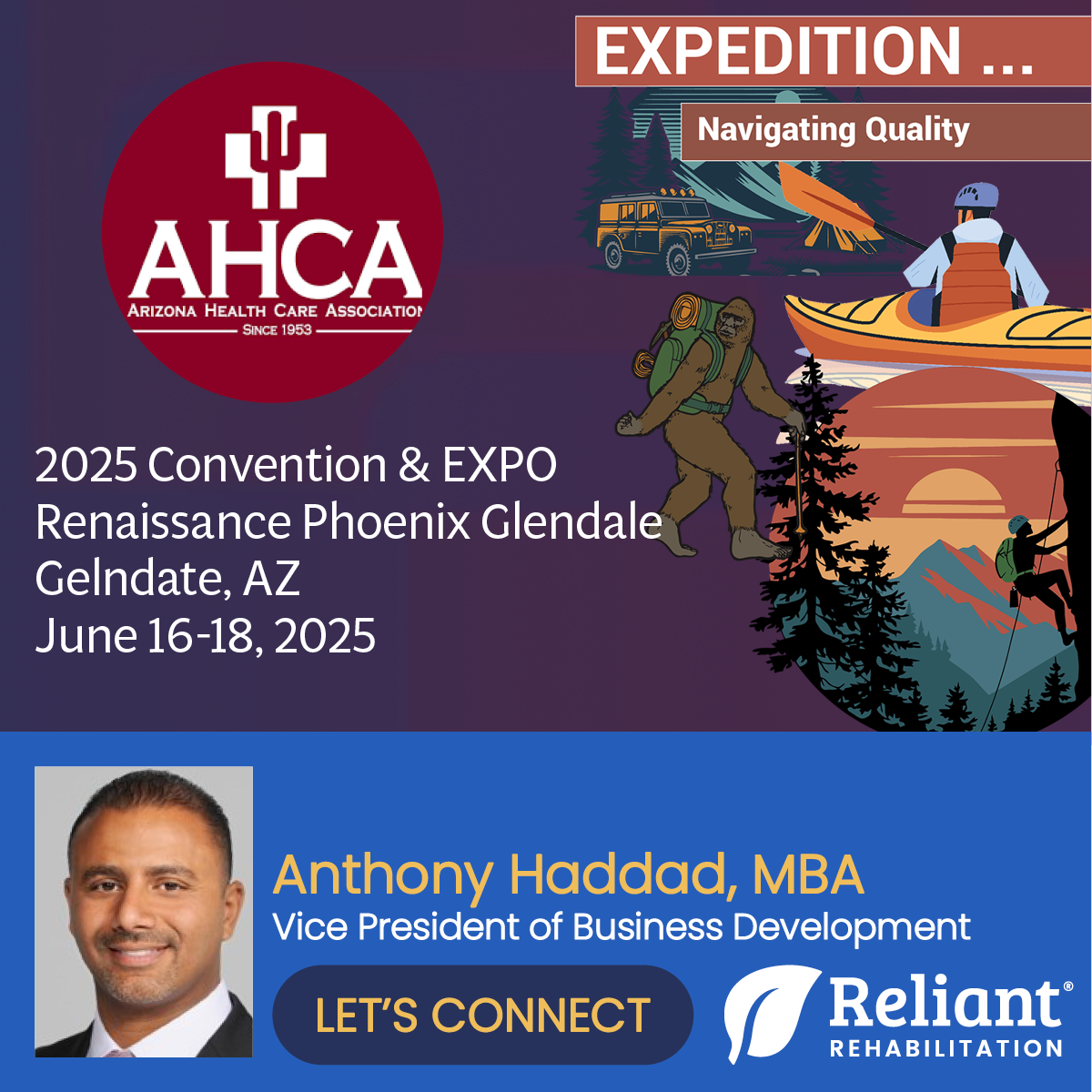 Reliant Rehabilitation will be attending the Arizona Health Care Association Conference & Expo, June 16–18.