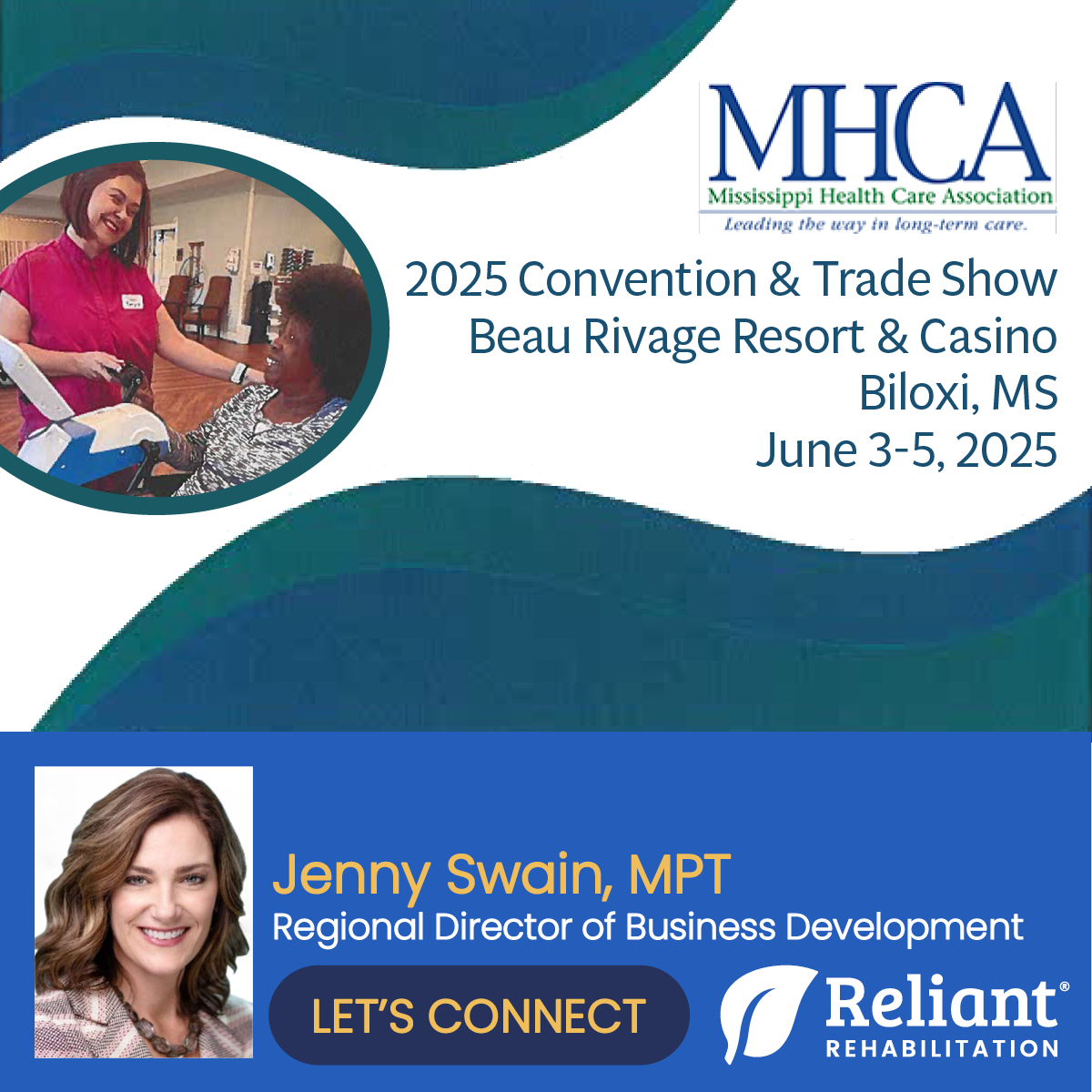 Reliant Rehabilitation is excited to attend the 2025 MHCA Annual Convention & Trade Show, happening June 3–5 at the Beau Rivage Resort in Biloxi, MS.