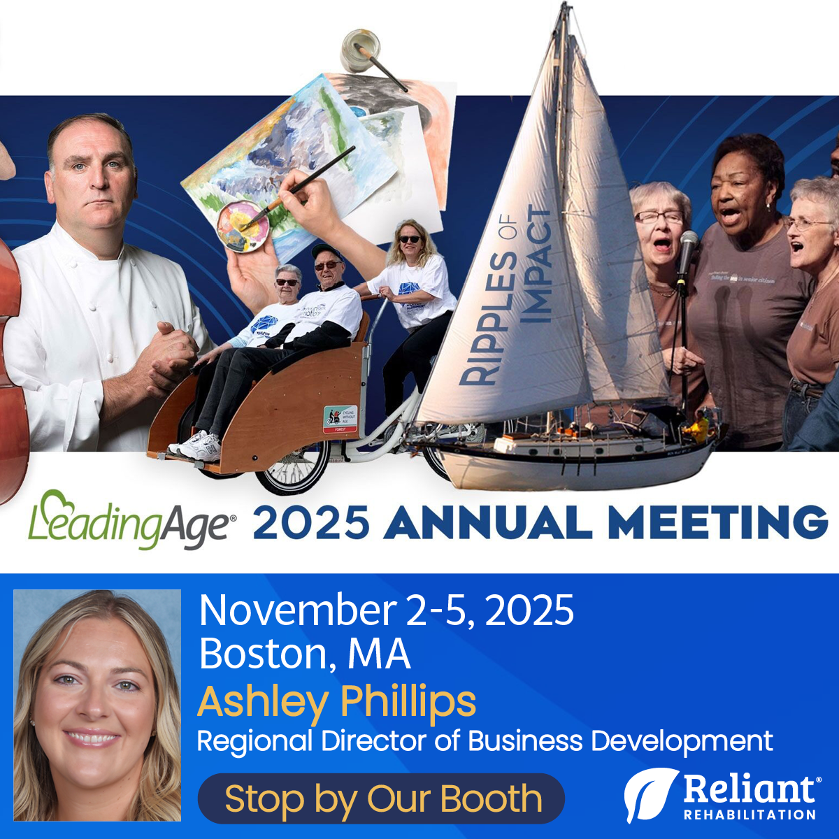 Ripples of Impact are headed to Boston! Join Reliant Rehabilitation at the LeadingAge 2025 Annual Meeting — November 2–5, 2025.